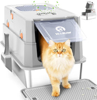 Stainless Steel Litter Box with Lid - Light Gray