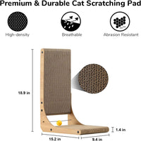FUKUMARU Cat Scratcher, 26.8 Inch L Shaped Cat Scratch Pad for Indoor Cats – Essentials for Cats - 1 Pack 18.9 in Wood Color - image 3