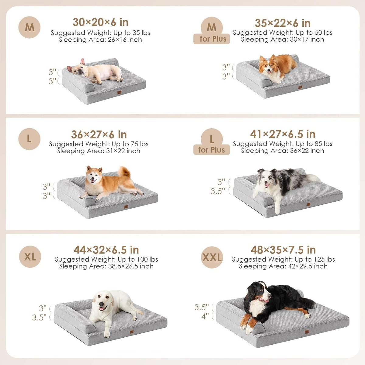EHEYCIGA Orthopedic Dog Bed Medium Size, Memory Foam Dog Bed - Grey / 30.0"L x 20.0"W x 6"Th - image 2