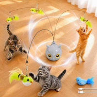 Interactive Cat Toy for Indoor Cats, Automatic Flying Bird Toy – Essentials for Cats - Grey