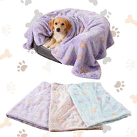 Rezutan Blanket for Large Dogs & Cats Soft Reversible Cute Paw 40"x31" – Essentials for Dogs - Purple1/Green1/Brown1 / Small,23x16Inch - image 4