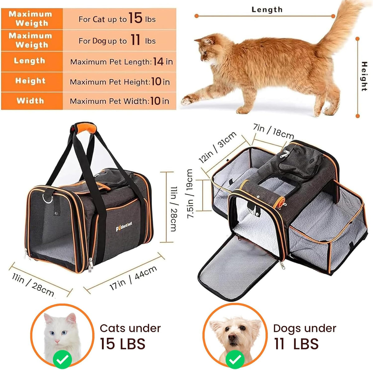 Pet Carrier Airline Approved, 17x11x11 TSA Travel Carrier – Essentials for Cats - image 2