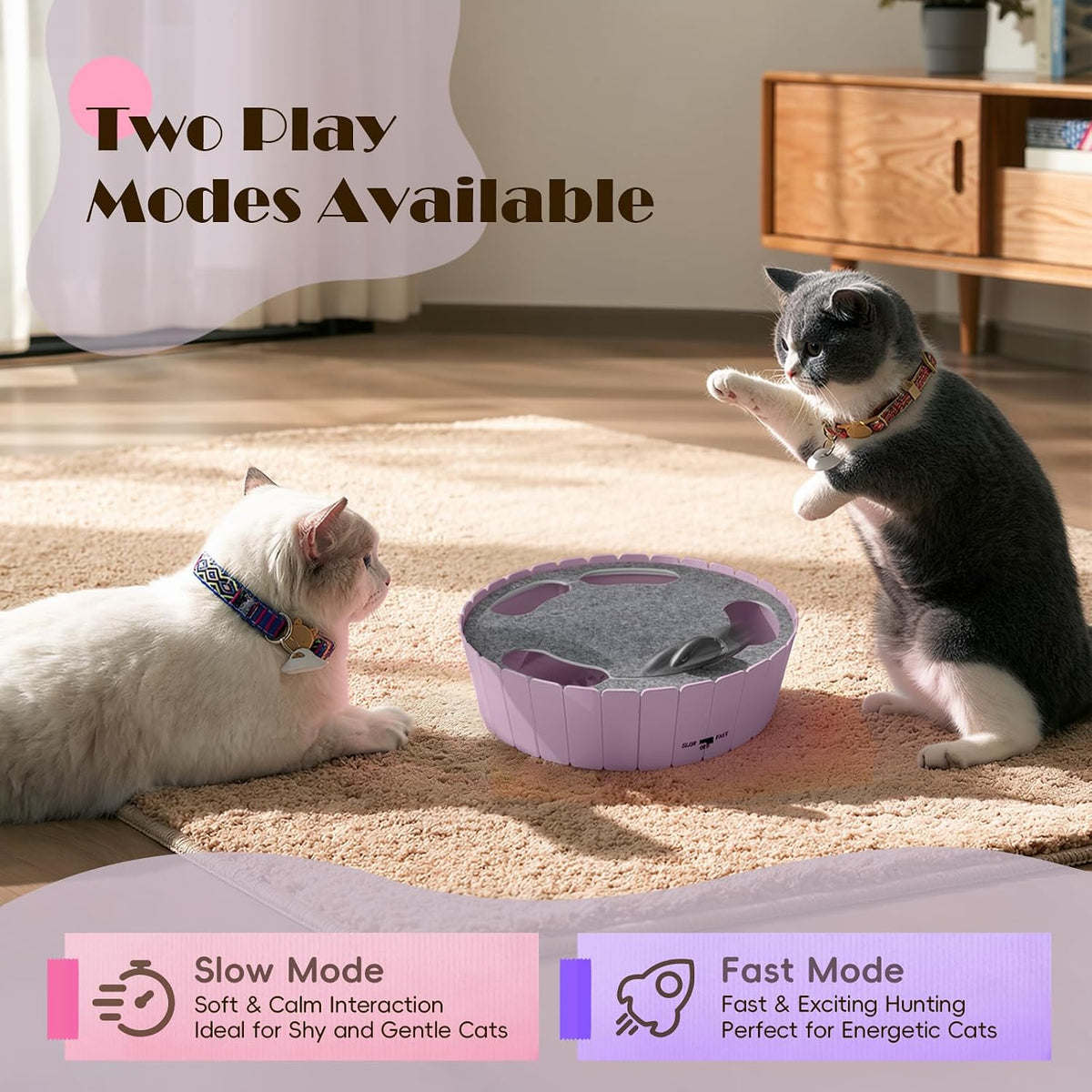 Pawaboo Interactive Cat Toy with Running Mouse - P-Purple - image 4