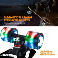 Skateboards with Colorful Flashing Wheels for Beginners, Kids - 4-Black and White - image 2