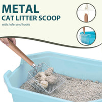 Cat Litter Scoop, Stainless Steel Kitty Metal Scooper with Hook and Hole – Daily Care for Cats - 9.8"Handle - image 2