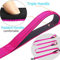 3 Handle Dog Leash 10FT Triple Handle Reflective Large Medium Dogs – Essentials for Dogs - Pink - image 3