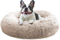 JOLLYVOGUE Small Dog Bed, Calming Dog Beds for Small Dogs & Indoor Cats - 20 Inches Donut Washable - Cream Brown / 36.0"L x 36.0"W x 8.0"Th