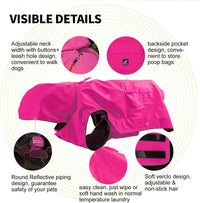 Dog Raincoat Waterproof Reflective Jacket - 3X-Large / Pink - image 2