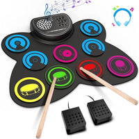 Electric Drum Set, 9 Drum Practice Pad - multi-colored