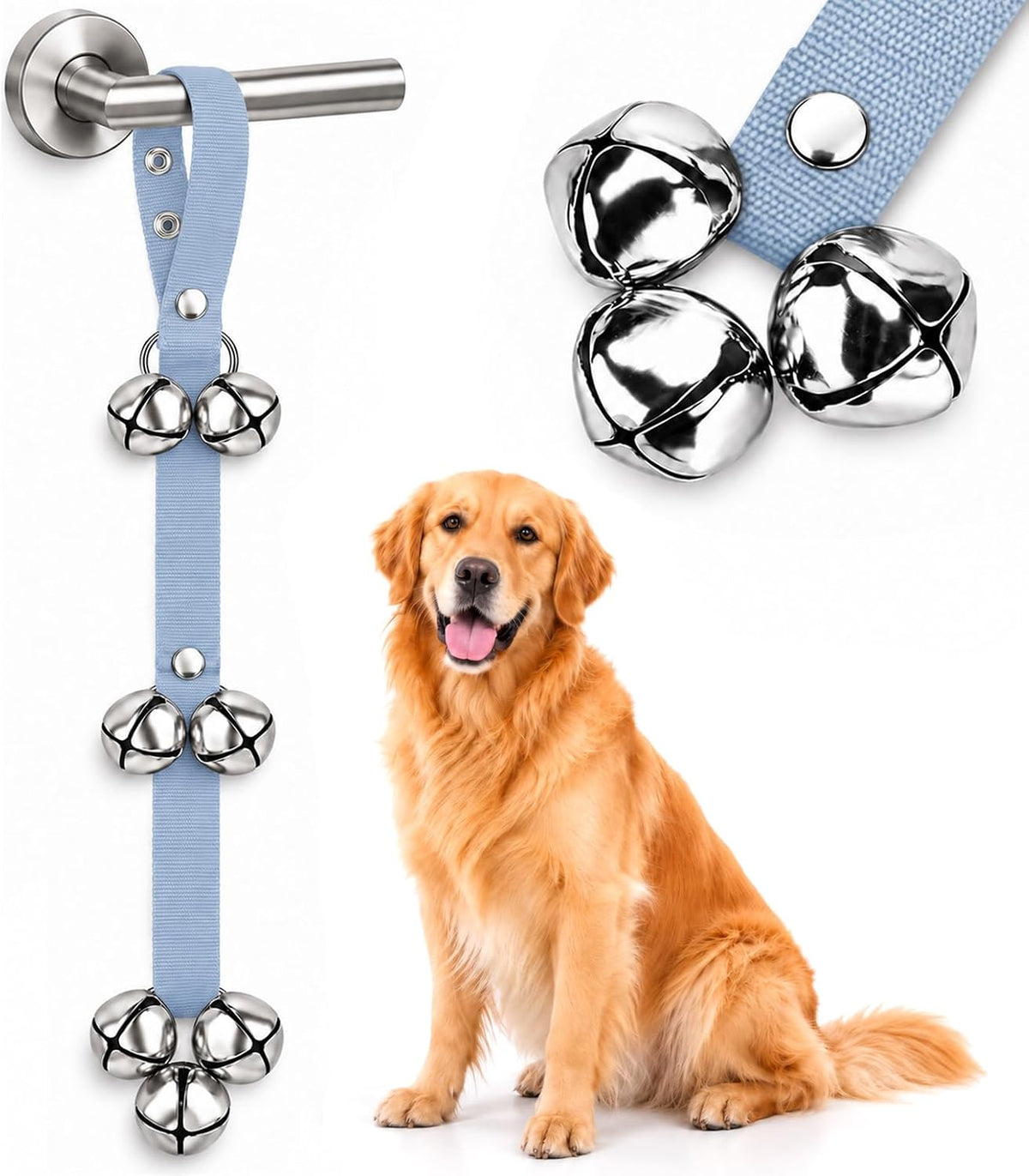 BLUETREE Dog Doorbells Premium Quality Training Potty Great Dog Bells - 04-Light Blue