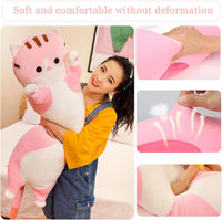Long Cat Plush Pillow Soft Cat Hugging Pillow Stuffed Animal Pillow - Pink / 19.68 inches - image 3