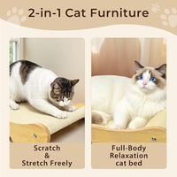 2-in-1 Sisal Cat Scratcher Bed for Indoor Large Cats – Hammock Lounge with Natural Sisal Pad, Wooden Cat Furniture for Scratching and Resting