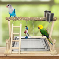 PINVNBY Bird Playground Parrot Playstand Birds Play Stand Wood - One Floor With Ladder - image 4
