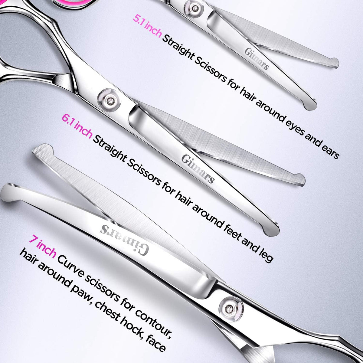 Gimars Titanium Coated Professional 6 in 1 4CR Stainless Steel Dog - Pink 6 in 1 - image 4