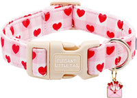 Elegant little tail Dog Collar - Pink Checkered Heart / X-Small (Pack of 1)