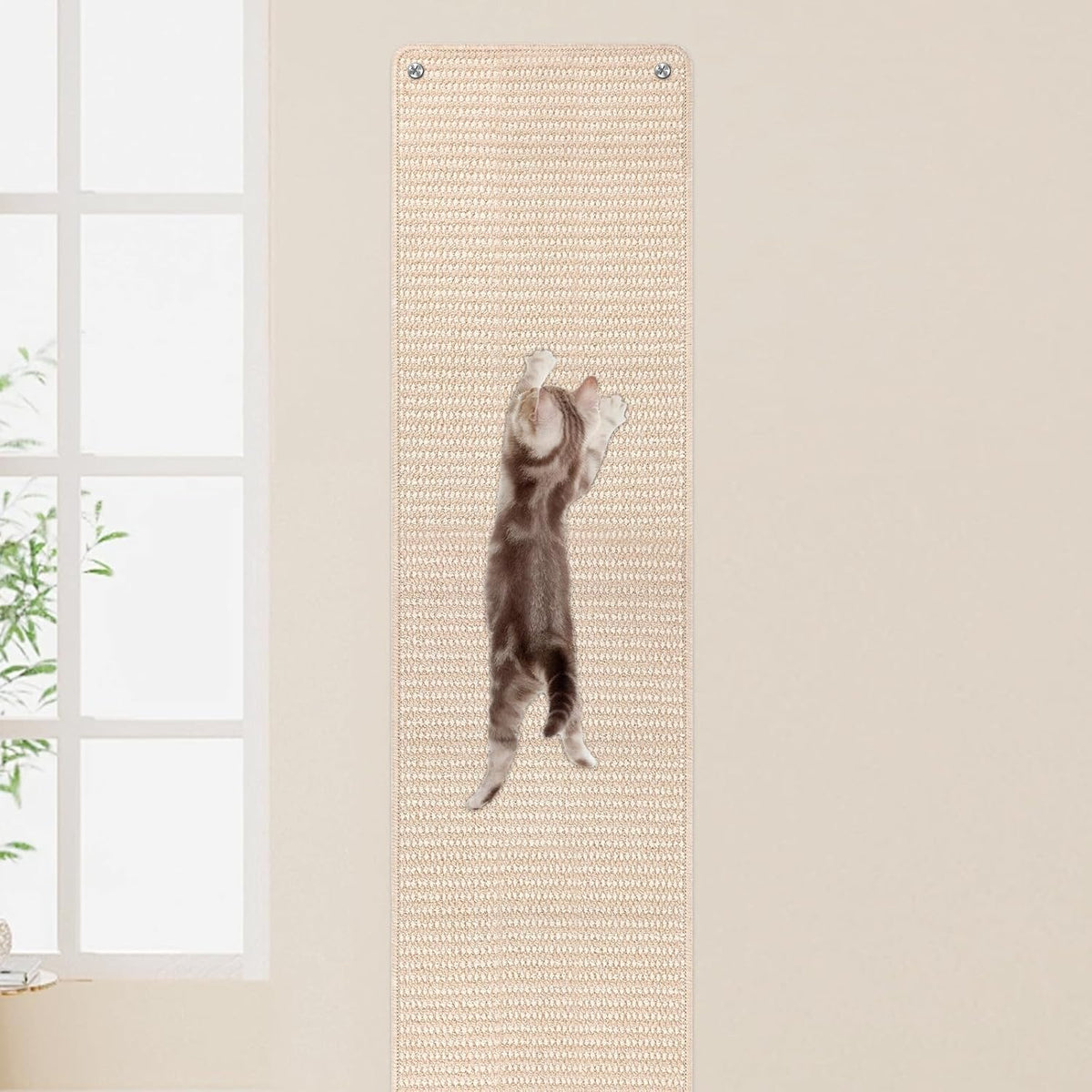 FHTONGE 71x15.8" Thickened Cat Wall Climbing Carpet with 16 Fixed - Oatmeal Color / 71x15.8"(180x40cm)