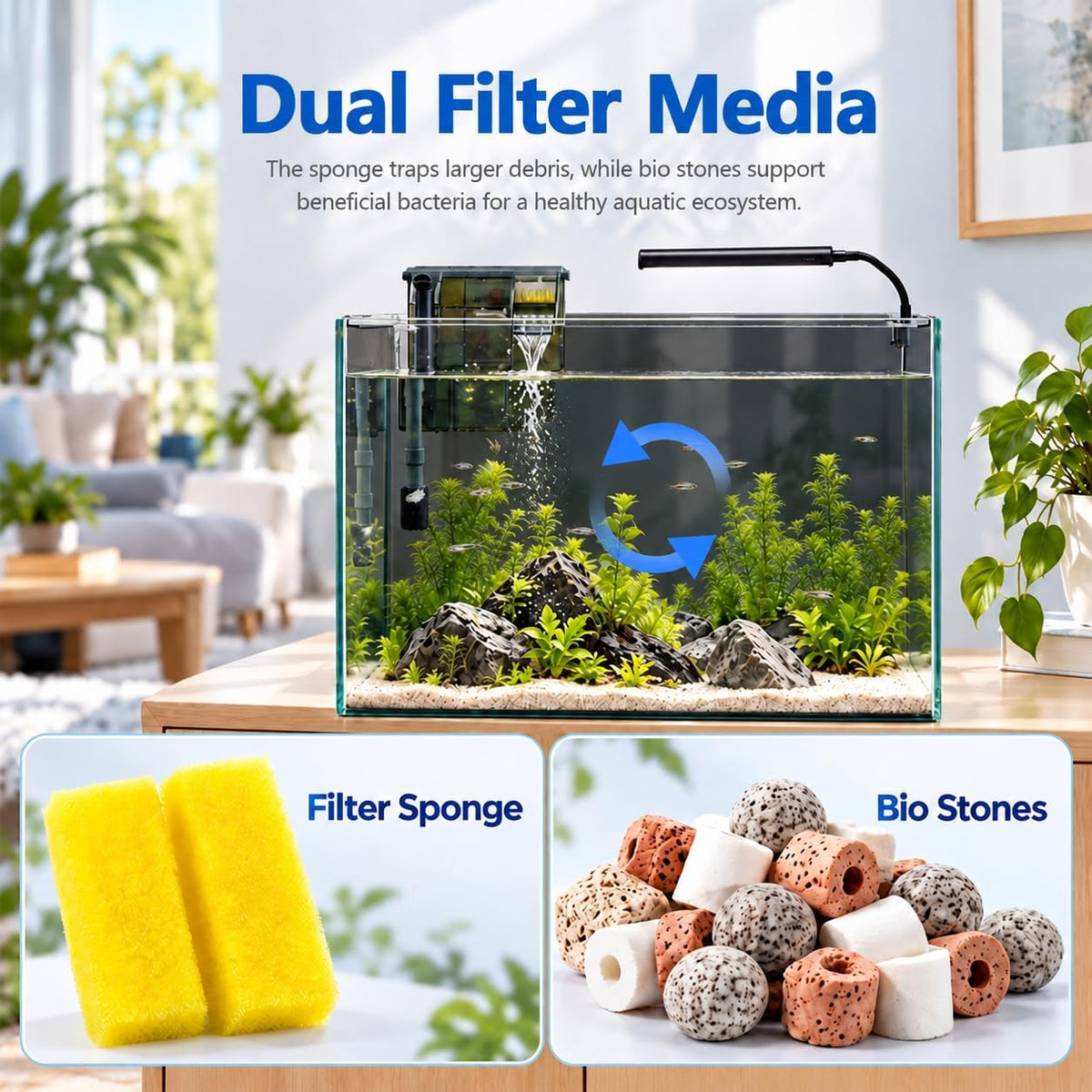 1.25 Gallon Fish Tank Small Glass Aquarium Kit Starter Set Dark - 10 Gallon - image 3