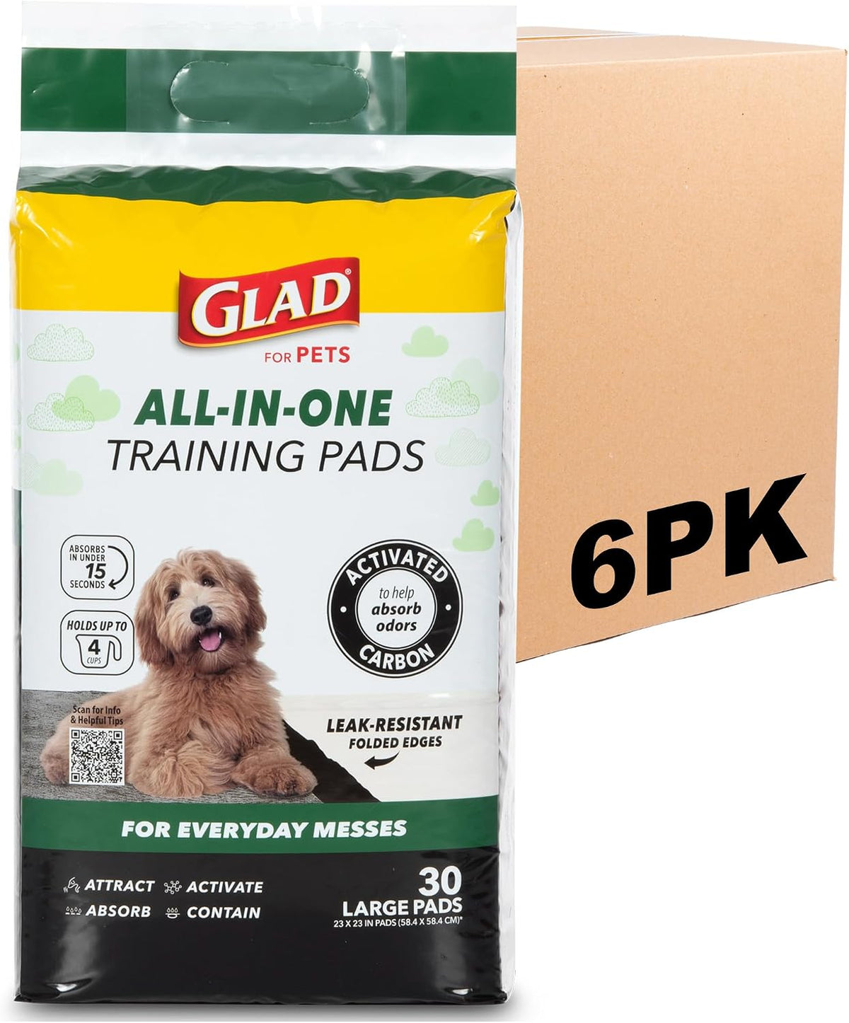 Glad for Pets, Activated Carbon Disposable, Dog Pee Pads - Large / 180.0