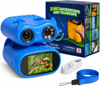 2-in-1 Kids Microscope and Telescope - Blue