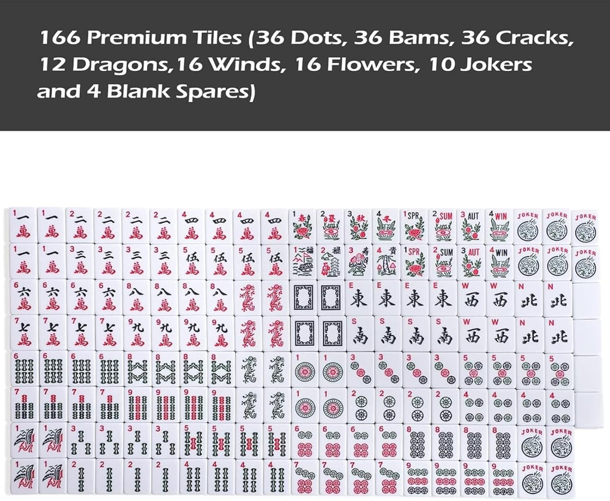 American Mahjong Game Set, 166 Quality White Tiles - Black - image 4