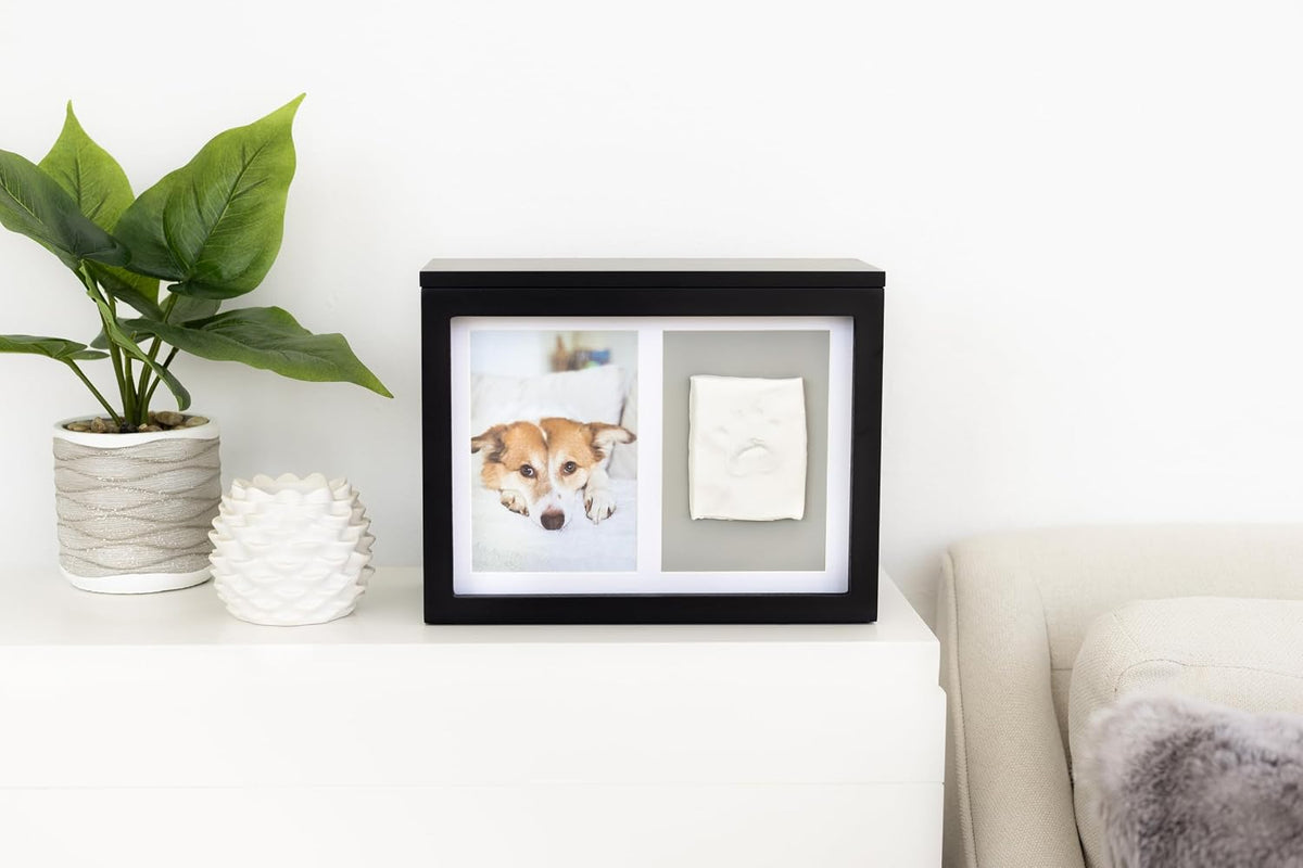 Pearhead Pet Ceramic Forever in Our Hearts Urn, Pet Memorial - Black Clay Pawprint Urn - image 2