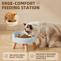 Elevated Cat Bowls, 2P Raised Cat Food and Water Bowl Set for Indoor Cats, Splash Proof with 2 - 2P Cat Bowls - Blue - image 3