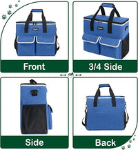 Large Pet Travel Bag Organizer - Dog & Cat Tote with Food Containers, Bowls, Feeding Mat, Perfect for Camping, Hiking (Multi-Pocket Design)