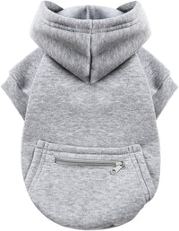 Dog Hoodies for Small Dogs with Zipper Pocket - Y02-Grey / Medium - image 4