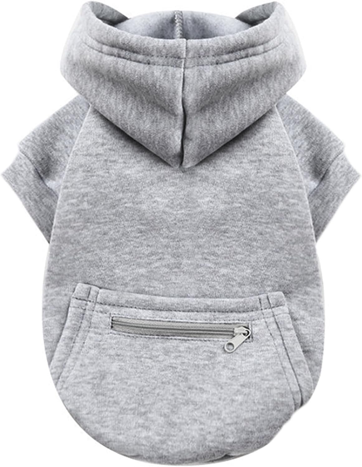 Dog Hoodies for Small Dogs with Zipper Pocket - Y02-Grey / Medium - image 4