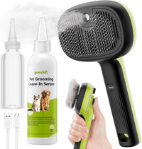 Pecute Self-Cleaning Steam Dog Cat Brush & Leave-in Conditioner