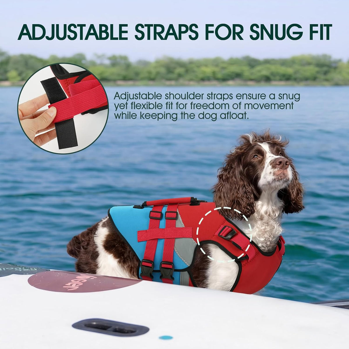 Kuoser Dog Life Jacket with Rescue Handle - X-small (Chest Girth:12.9-18.1'') / Red & Navy - image 4