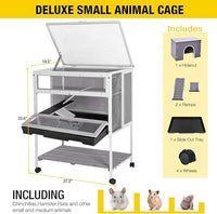 Guinea Pig Cage Hamster Cage All-Around Metal Frame Rat House on Wheels,Small Animal Cage with Deeper Tray