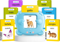 Spanish & English Talking Flash Cards for Toddler - Blue / Italian & English (224 Words)