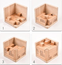 Wooden Brain Teaser Puzzles Cube Stocking Stuffers Wooden Puzzles - Coffee and Natural - image 4