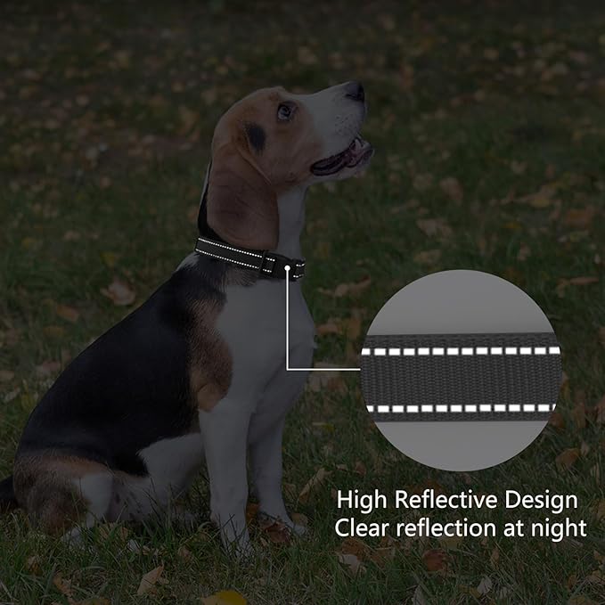 Reflective Dog Collar Padded with Soft Neoprene Breathable Quick Release Basic Dog Collars for Medium Large Dogs Black Boy Girl