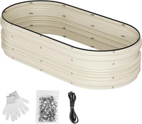 WORKPRO 4x2x1ft Galvanized Raised Garden Bed Set, Rust & Corrosion Protection, Easy Assembly, Safe Edge, Ideal for Vegetables & Flowers, White