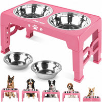 Elevated Dog Bowls for Medium Large Size Dogs - Pink / Medium Large / 2 Basic Bowls