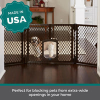 MyPet North States Petyard Plus: 3 Ft. Wide Folding Dog Playpen - 3-Panel Barrier / Small Pet Door / Brown - image 2