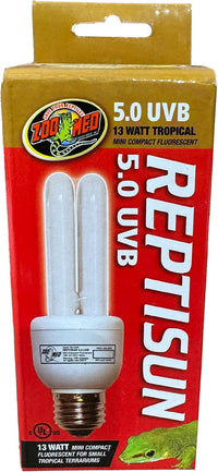 Zoo Med ReptiSun 5.0 Mini Compact Fluorescent Lamp 13 Watts – Essentials for Reptiles And Amphibians - 2 Count (Pack of 1)