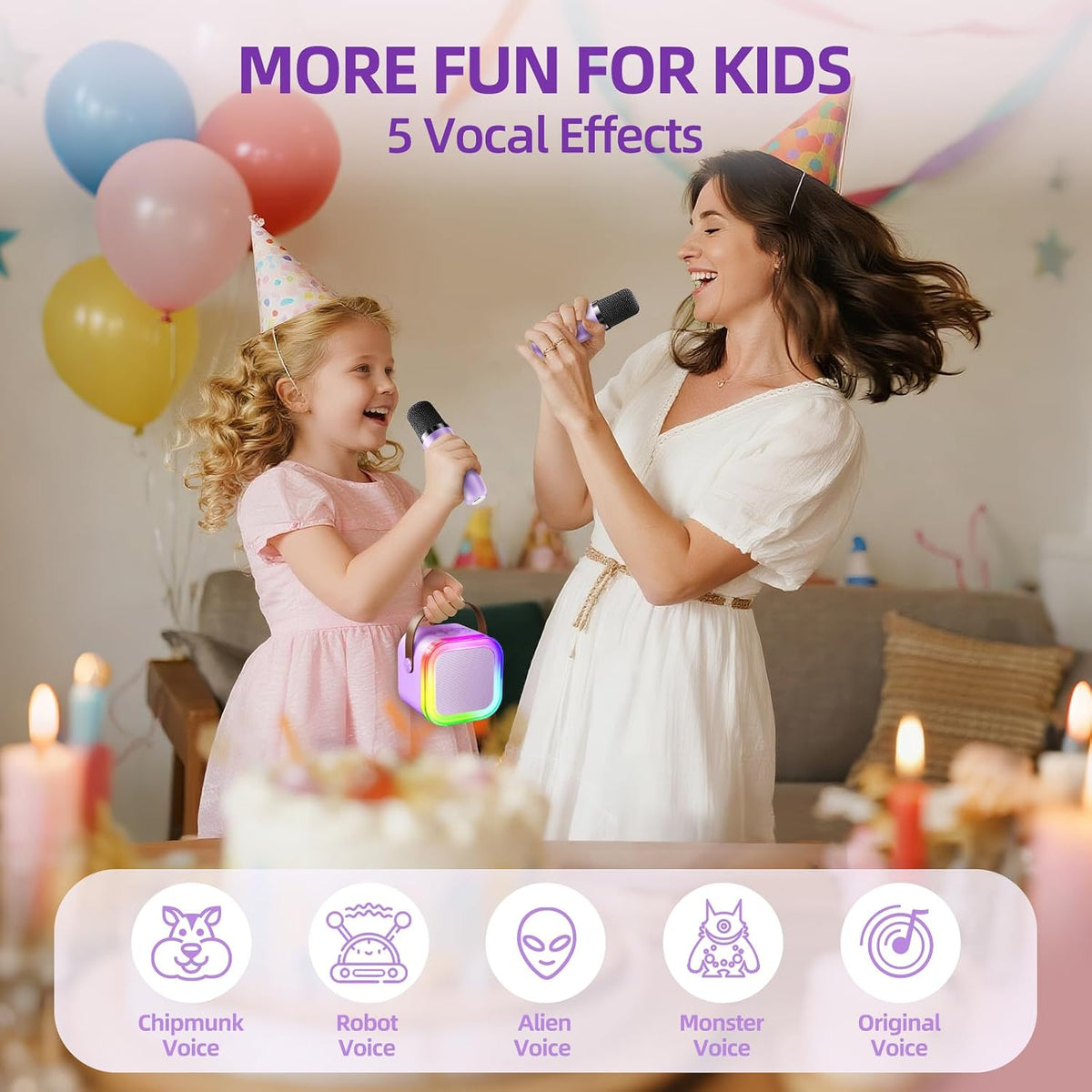 Kinglucky Mini Karaoke Machine for Kids - Purple - image 3
