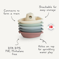 mushie Stackable Bath Boats Floating Toy, Made in Denmark - Boats Petal - image 2
