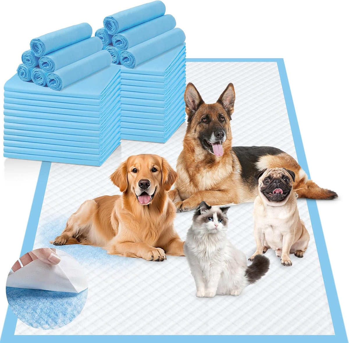 Enormous 37"x 54" Dog Training Potty Pads - 31"x 55" Blue(40counts)
