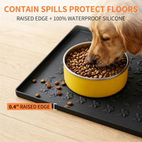 Silicone Pet Feeding Mat, Dog Cat Food Water Bowl Mat - Black / 22"L x 14"W - image 2