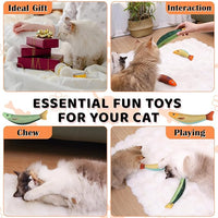 Cat Toys 4 Pack, Fish Shaped Catnip Toys with Crinkle Sound, Durable Interactive Chew & Kicker Toys for Indoor Cats, 8.1 Inch for All Breeds