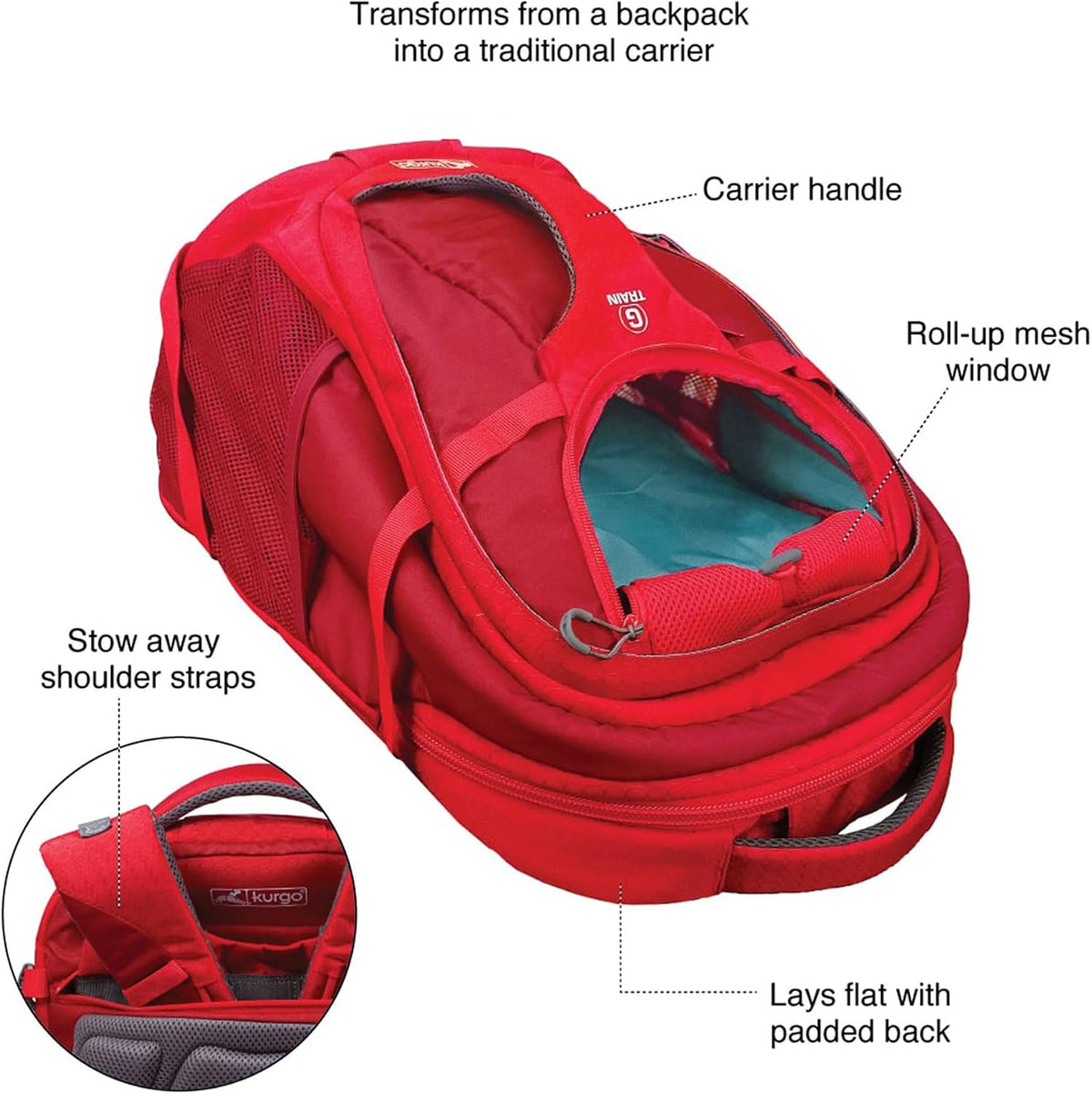 Kurgo G-Train Pet Carrier Backpack - Red - image 2