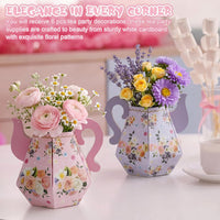 Fulmoon 6 Pcs Tea Party Decoration Flower Box Table Teapot - 6 / Purple Series - image 4