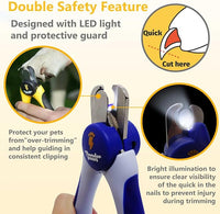 LED Dog Nail Clippers with Light, Trimmers with Protective Guard, Quick Sensor, Safety Lock and Nail File - Suitable for Large and Small Dogs & Cats (Blue, LED)