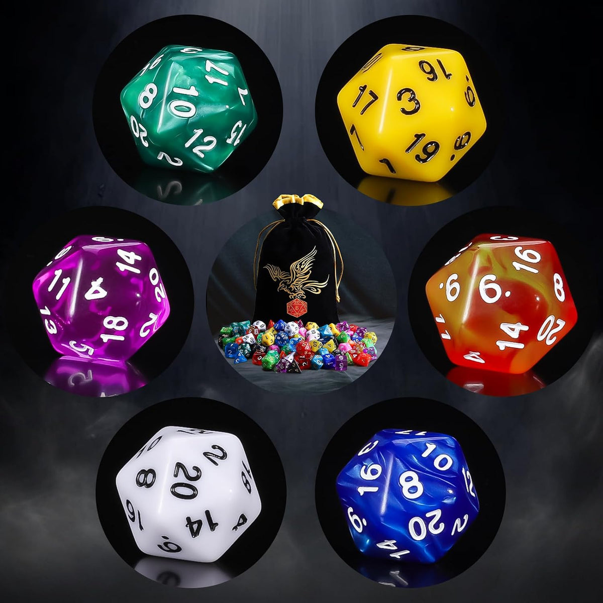 QMay 7 Sets Polyhedral Dice - 15 Colors (105pcs) - image 3