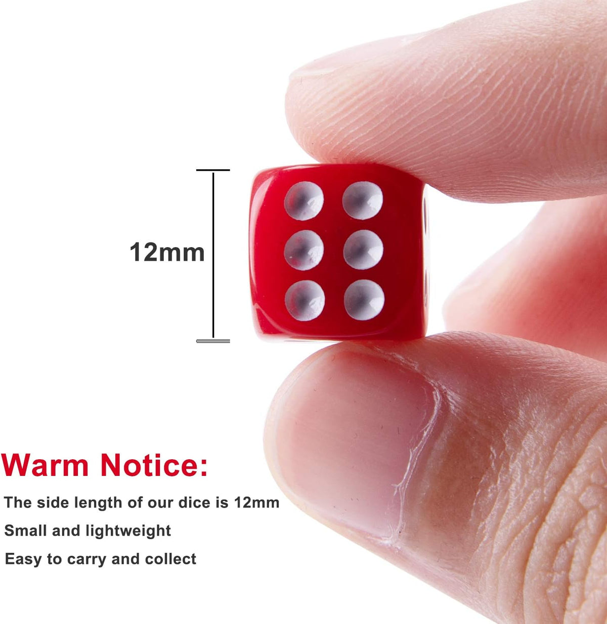 AUSTOR 100 Pcs 12mm Dice 6 Sided Game Dice Set with a Drawstring Pouch – Fun for Kids & Family - Solid Rounded, 12mm - image 2