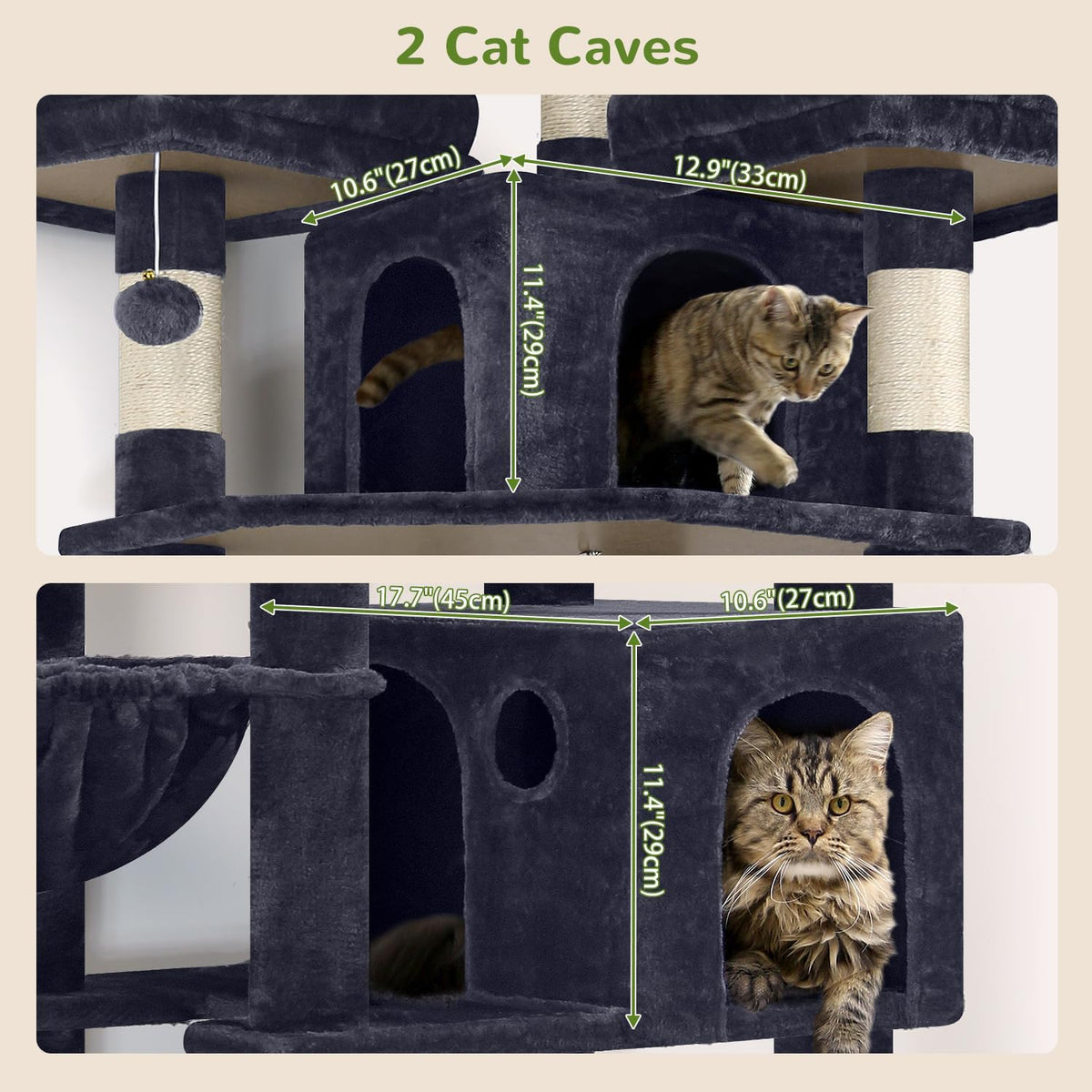 Globlazer Cat Tree Tower for Multiple Adult Cats, F82 - 82 inch / Dark Grey - image 4